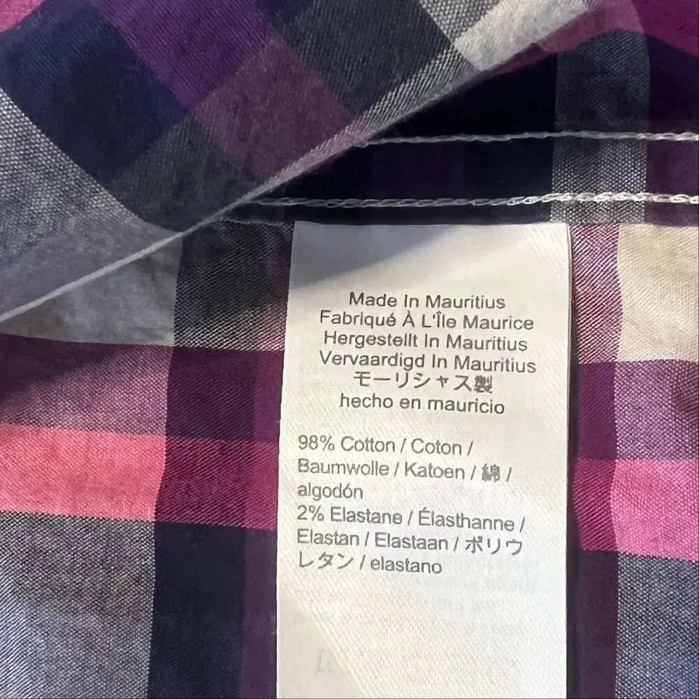 J.CREW Slim Fit Plaid Button Down Shirt Purple Pink | Men's Medium